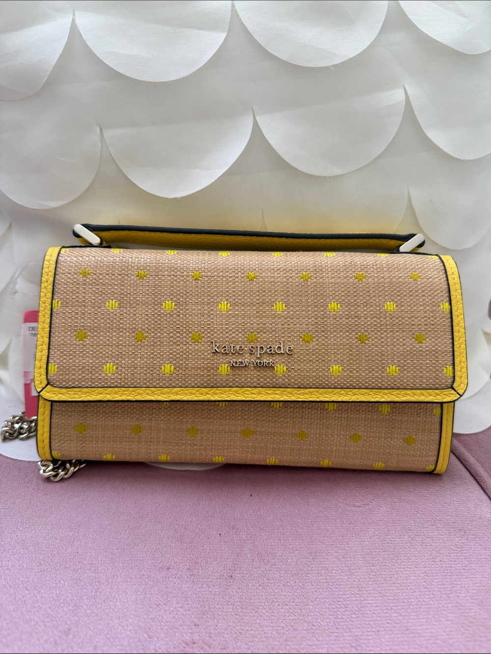 kate spade Beige Crossbody with Yellow Trim and Polka Dot Detail